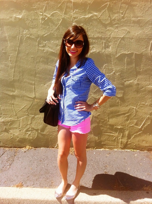 Gingham+Neon Pink
