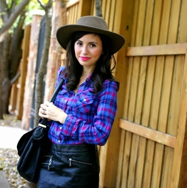 Plaid + Faux Leather