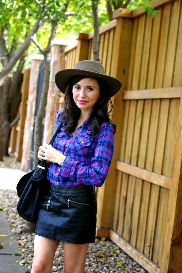 Plaid + Faux Leather