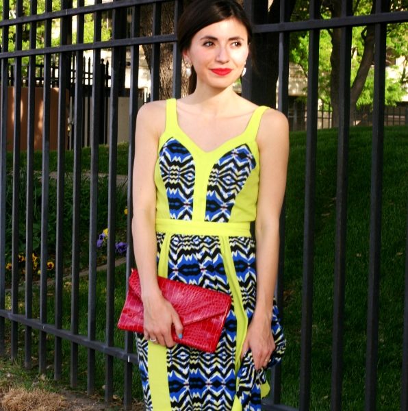 Neon Geometric Print Maxi