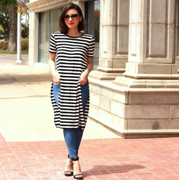 Striped High-Slit Top